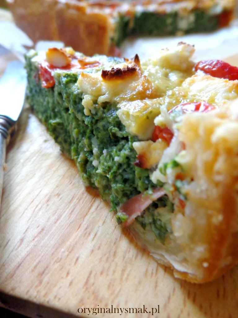 Quiche ze szpinakiem i szynką serrano